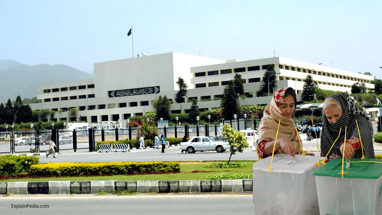 General Elections in Pakistan: A Pakistani Women voting in front National Assembly